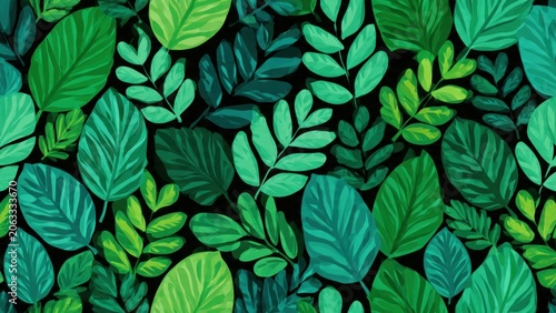 Vibrant Green Leaf Pattern
