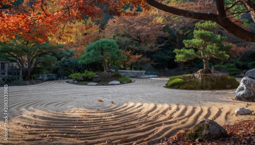 autumn afternoon in a Japanese zen garden