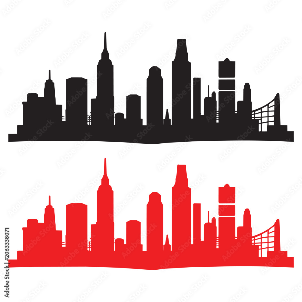 Obraz premium City Skyline Silhouette Vector Set