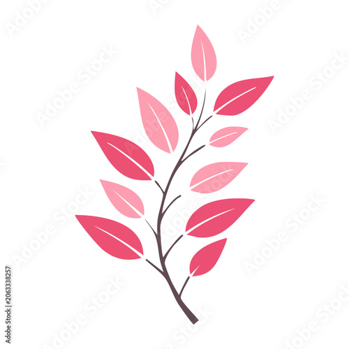 Pink leaves on a branch flat illustration