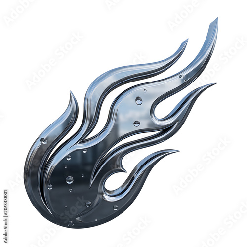 Chrome Flame Design Isolated on White