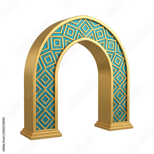Golden Geometric Archway 3D Render