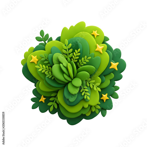 Green rose 3D render isolated