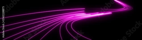Abstract neon pink light trails flowing in dark space, futuristic digital data stream background, glowing energy lines motion