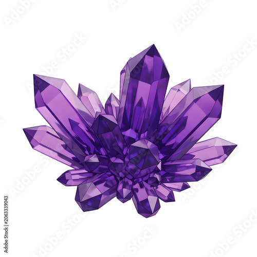 Realistic Amethyst Crystal Cluster 3D Render