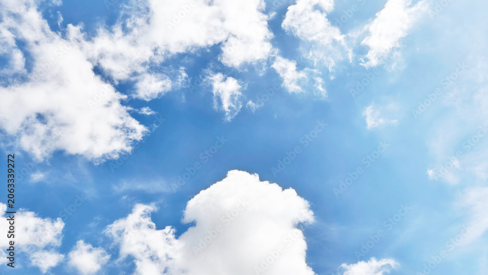 Fototapeta premium Clear Blue Sky With Large White Cloud, Nature Background