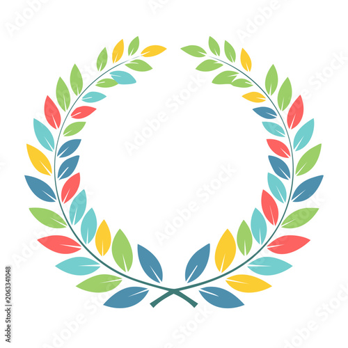 Colorful flat design laurel wreath illustration