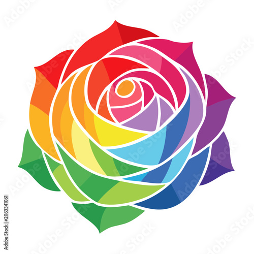 Colorful rainbow rose illustration