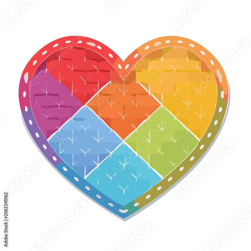Colorful Patchwork Heart Illustration