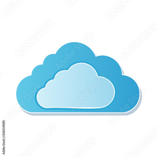 Flat design blue cloud icon isolated
