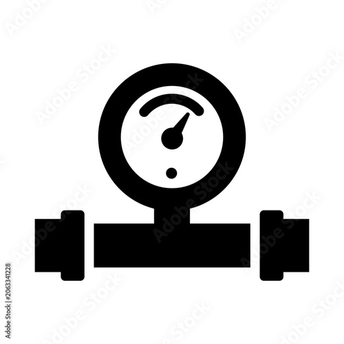 Water Pressure Gauge Icon Vector Illustration for Pipeline Monitoring, Utility Systems, Industrial Engineering and Flow Control Management