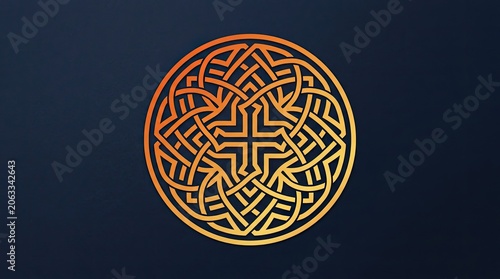 Obraz na płótnie Circular orange celtic knot ornament design