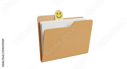 Smiling folder icon with papers