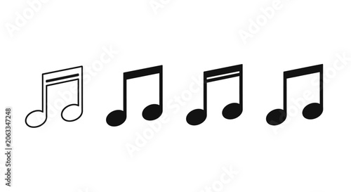 Photos Music notes, black eighth notes, musical symbols, vector icons, audio elements