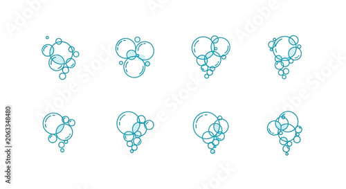 Bild auf Leinwand Blue molecular structure icons, chemistry symbols, science graphics, vector illu