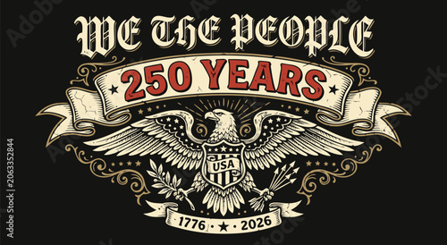 Foto We The People 250 Years Anniversary Illustration Celebrating American Independen