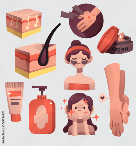 Skincare and Dermatology Vector Illustration Set