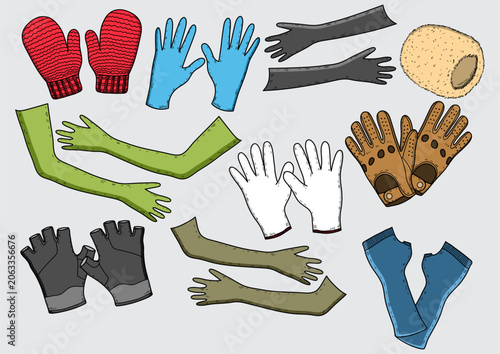 Winter and Work Gloves Vector Collection Hand Protection Equipment Illustration