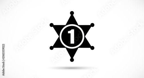 Sheriff Badge Number One Icon on White Background.