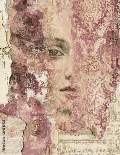 Victorian woman plum gothic journal paper background