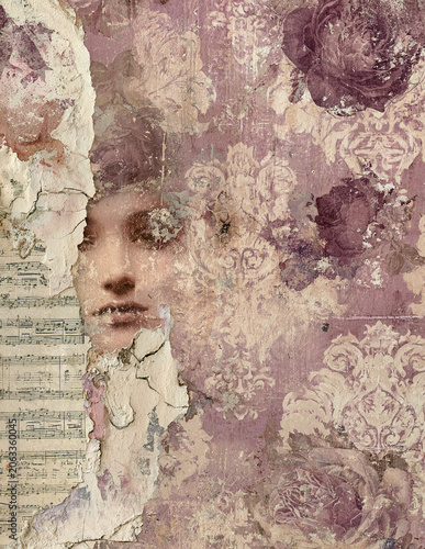 Victorian woman plum gothic journal paper background