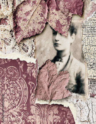 Victorian woman plum gothic journal paper background