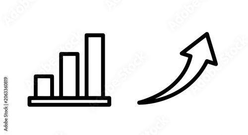 Photos Bar chart statistics and upward rising arrow trend icon set with statistics busi