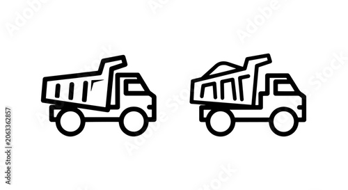 Fotografía Simple dump truck icons for construction industry with construction machinery tr