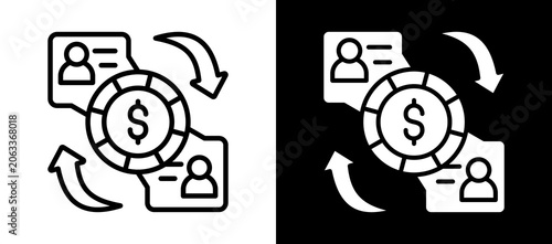 Money Transfer Icon Set In Black And White Filled Style Collection