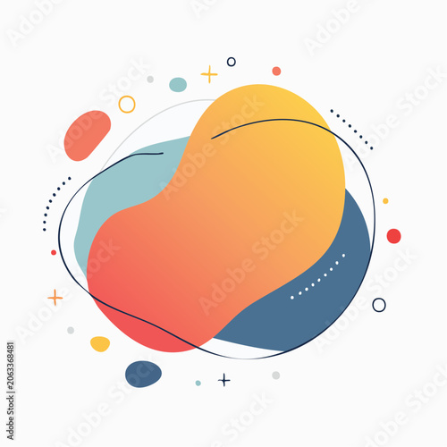 Abstract Fluid Shapes with Gradient Colors and Geometric Elements