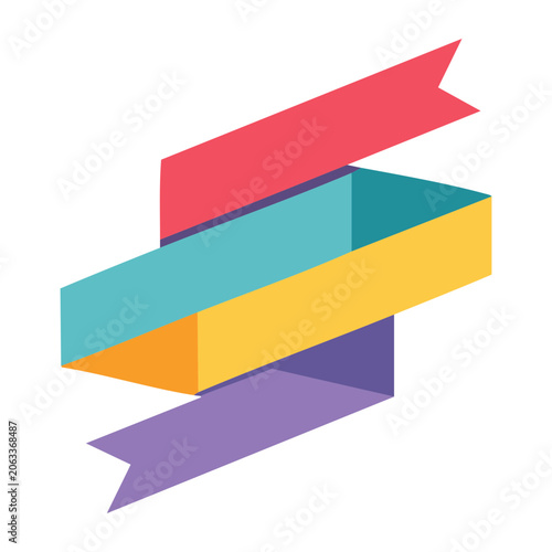 Colorful 3D Ribbon Banner Vector