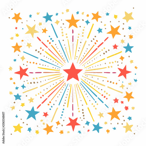 Colorful Starburst and Stars Illustration