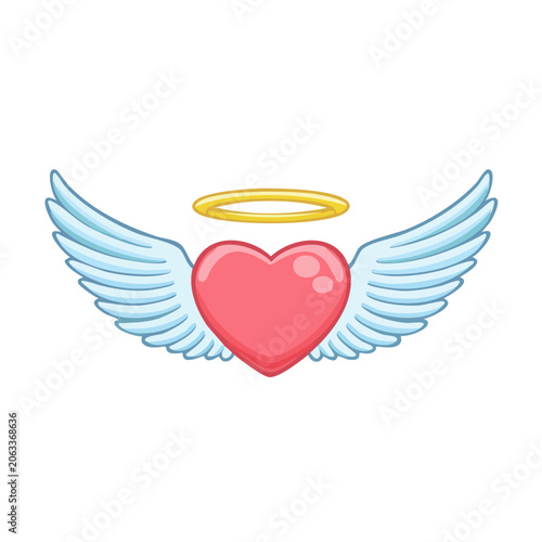 Flat design heart with ribbon and love symbol