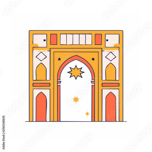 Flat design house with star and sun illustration