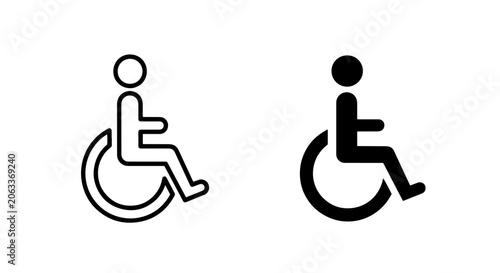 Bild auf Leinwand International disability access symbol wheelchair user icon set with wheelchair,
