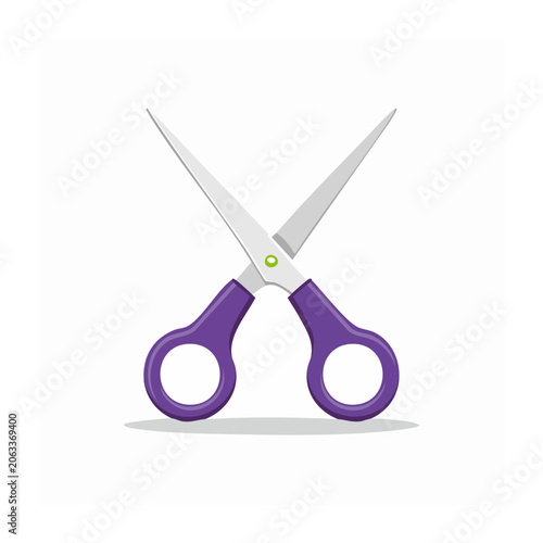 Minimalist purple scissors isolated on white