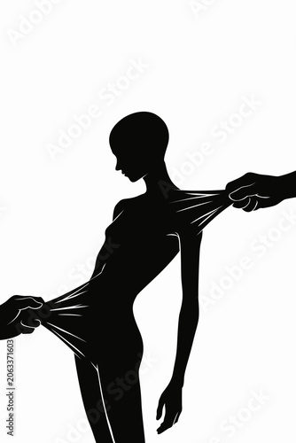 Exhausted figure with cracked body, mental health concept, burnout, emotional collapse and recovery