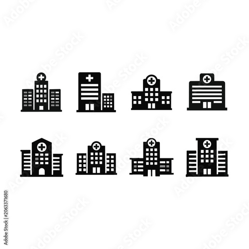 Hospital Building Icons.