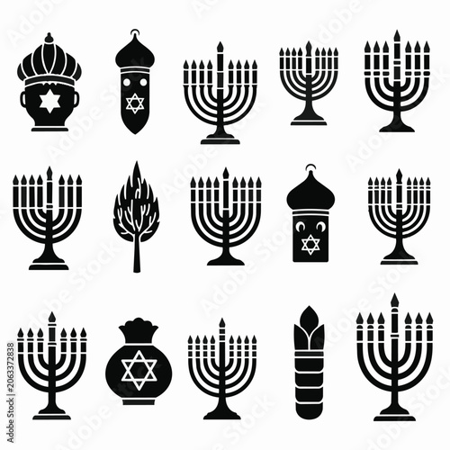 Menorah and Jewish Symbols.