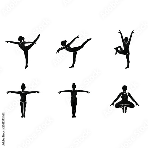 Silhouette of people doing yoga poses.