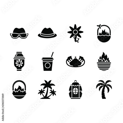 Tropical Vacation Icons.