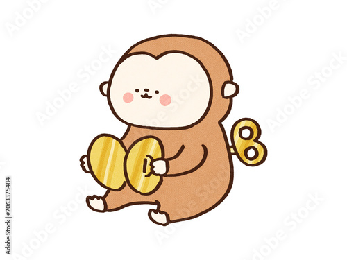 Photography Wind-up monkey toy playing cymbals with a key on its back, retro toy or being co