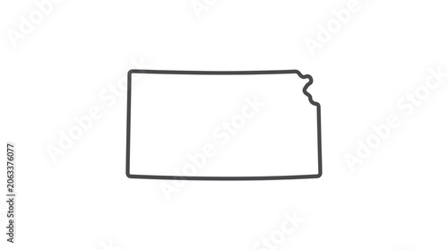 Quadro su tela Kansas state outline map, blank United States map shape, empty silhouette