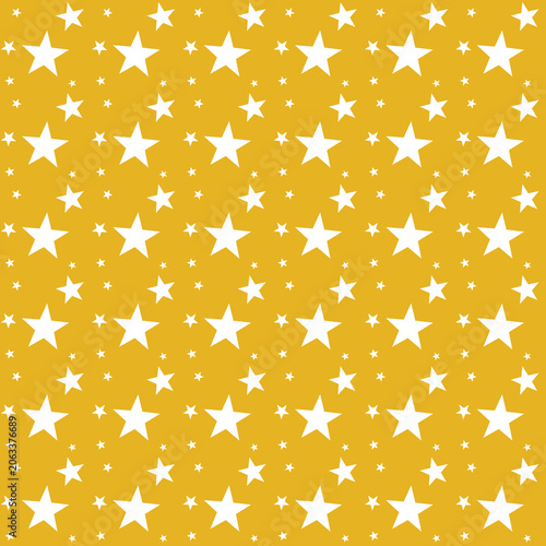 Seamless White Star Pattern on Gold Background
