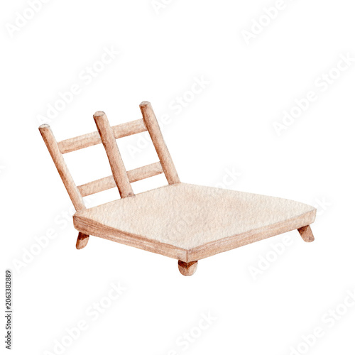 Konstfotografi Watercolor beach lounge chair frame