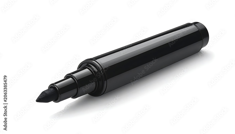 Fototapeta premium Isolated black felt tip marker pen for sketching, calligraphy, writing, education, office