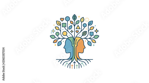 Abstract Human Head Tree Concept Illustration