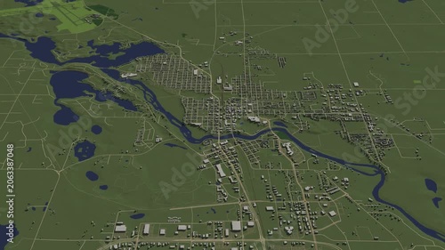3D looped animation of city - Brainerd Minnesota, USA