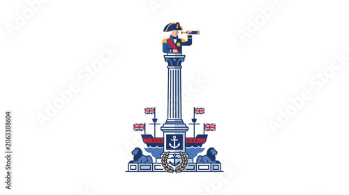 Canvas-taulu Admiral Nelson Column Monument Graphic Illustration