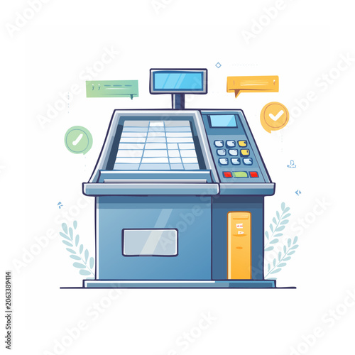 Flat design computer with devices and icons
